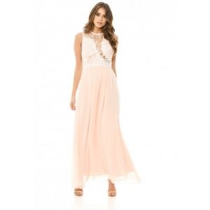 NWT Pink Crochet Top Maxi Dress Vestido Largo